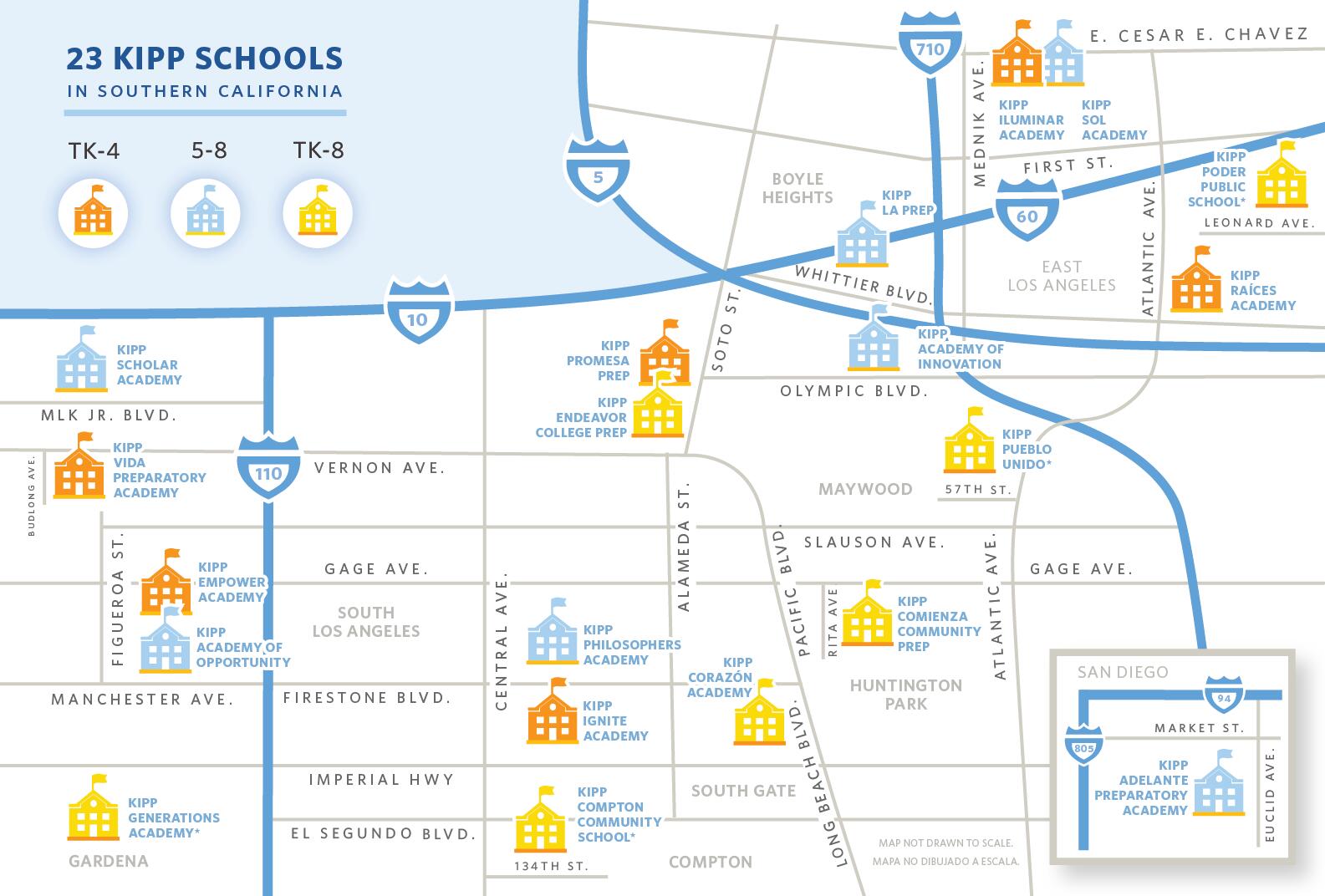 KIPP SoCal school directory map