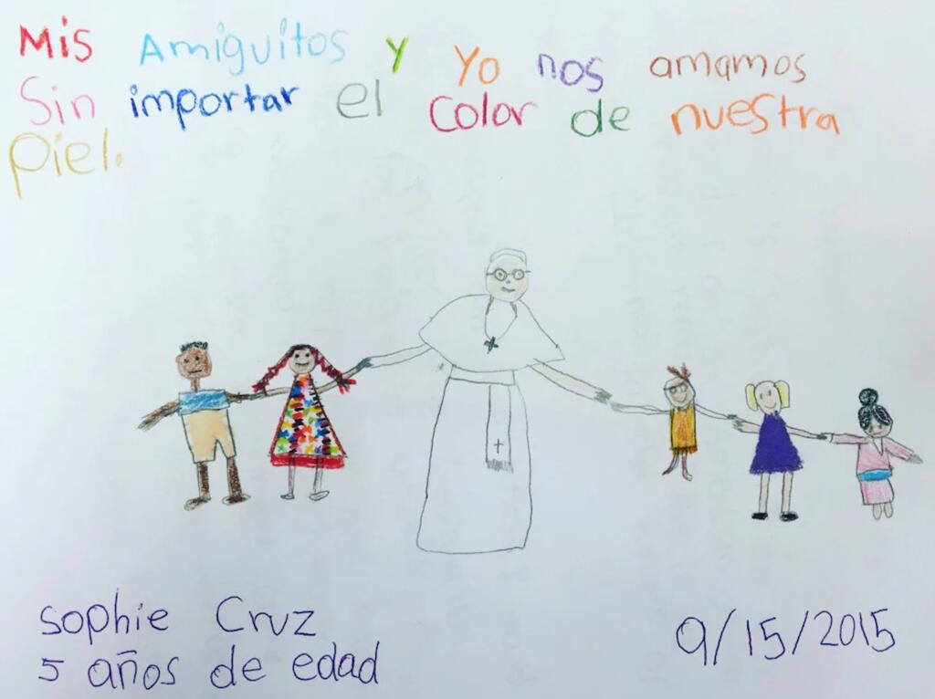 Sophie Cruz's drawing she handed to Pope Francis