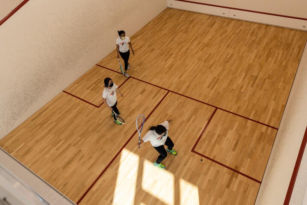 Students at squash practice